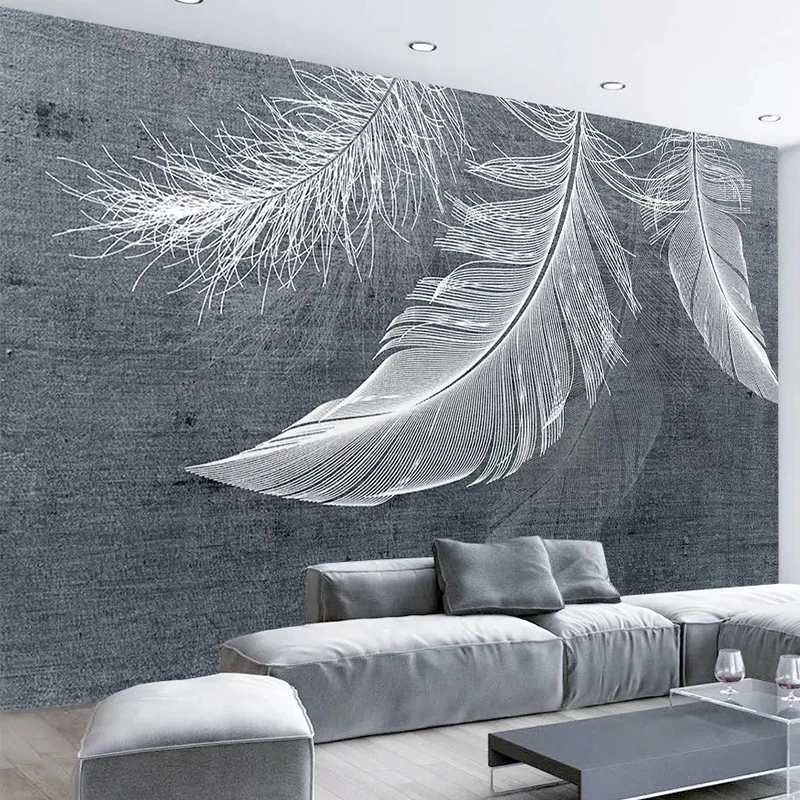 Home Textiles Photos - Modern Simple Feather Photo Mural Wallpaper