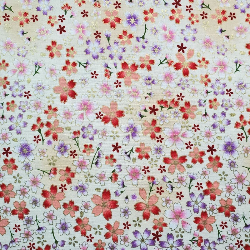 Cotton Gold Foil Printed Fabri - Japanese Home Textiles ulasan dan harga