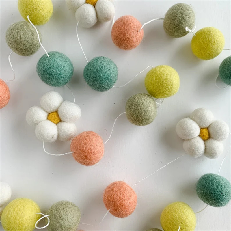 Ins Wool Felt Balls Daisy Flow - Home Textiles Photos ulasan dan harga