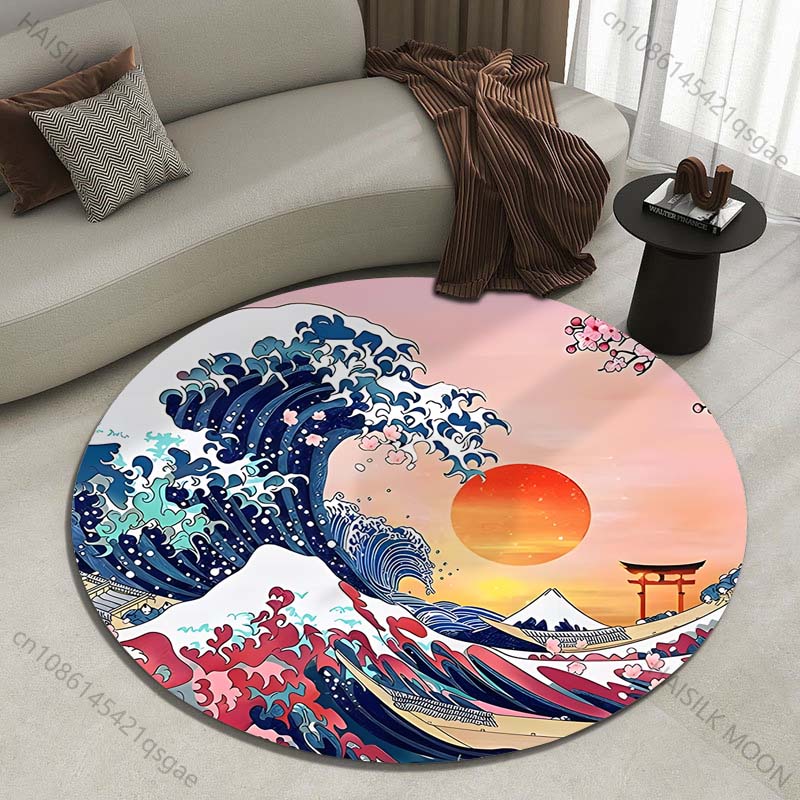 Retro Japanese Kanagawa Waves  - Japanese Home Textiles ulasan dan harga