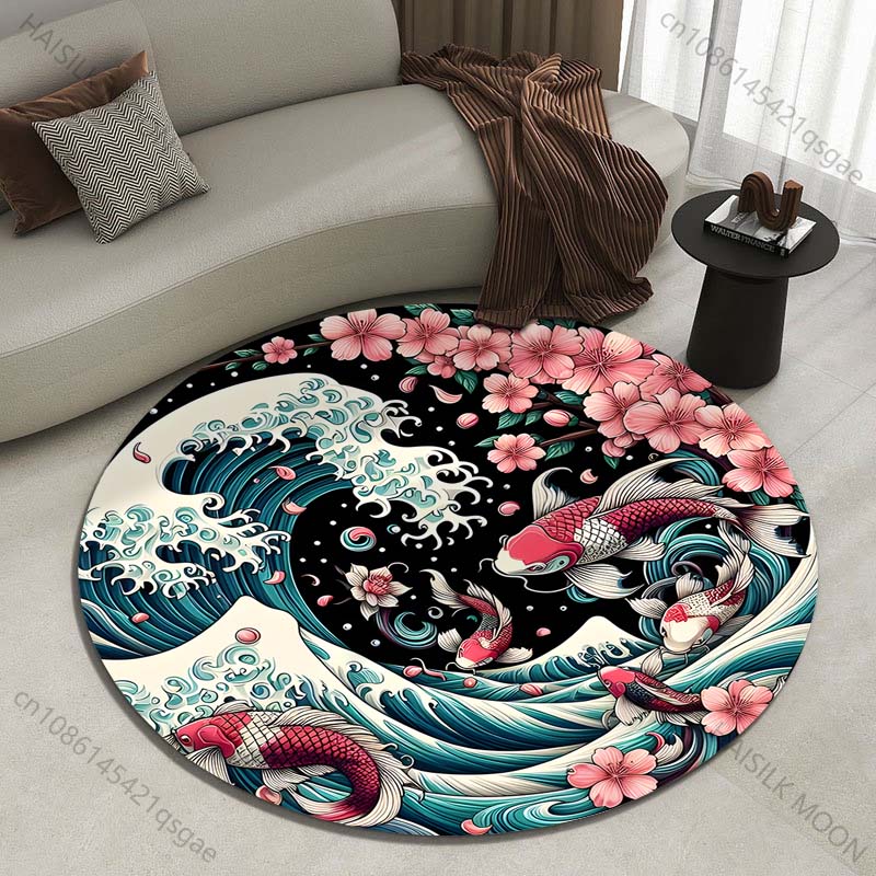 Retro Japanese Kanagawa Waves  - Japanese Home Textiles ulasan dan harga
