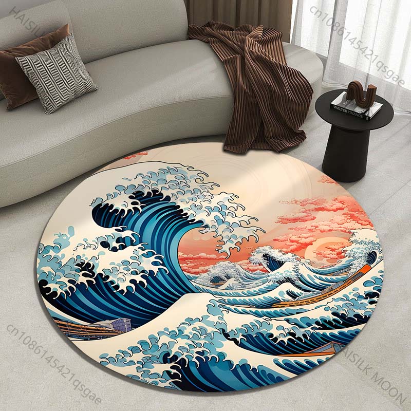 Retro Japanese Kanagawa Waves  - Japanese Home Textiles ulasan dan harga