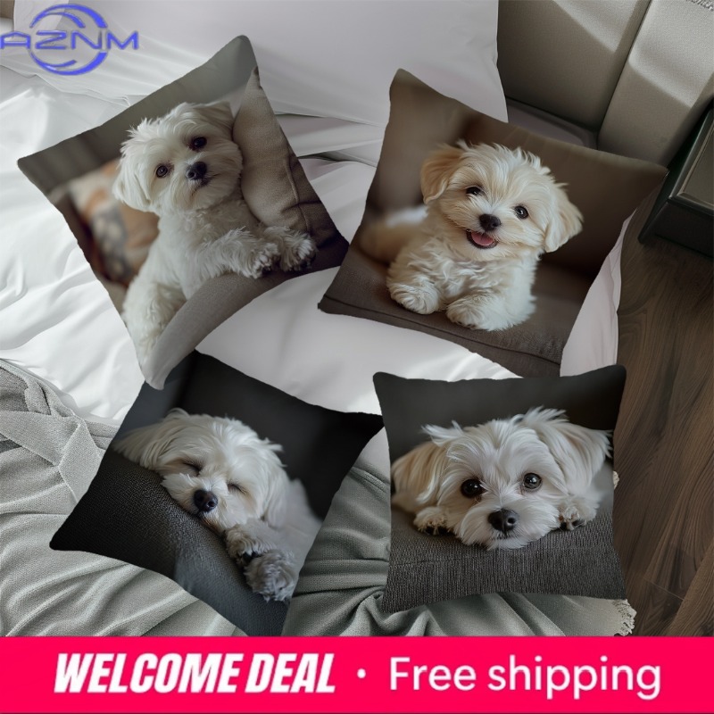 Maltese Dog Photo Print Cushio - Home Textiles Photos ulasan dan harga