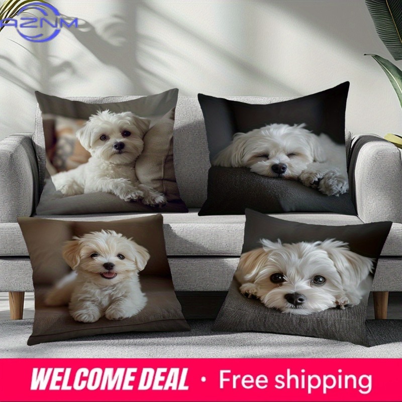 Maltese Dog Photo Print Cushio - Home Textiles Photos ulasan dan harga