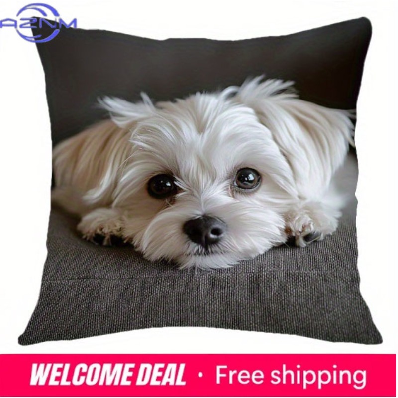 Maltese Dog Photo Print Cushio - Home Textiles Photos ulasan dan harga