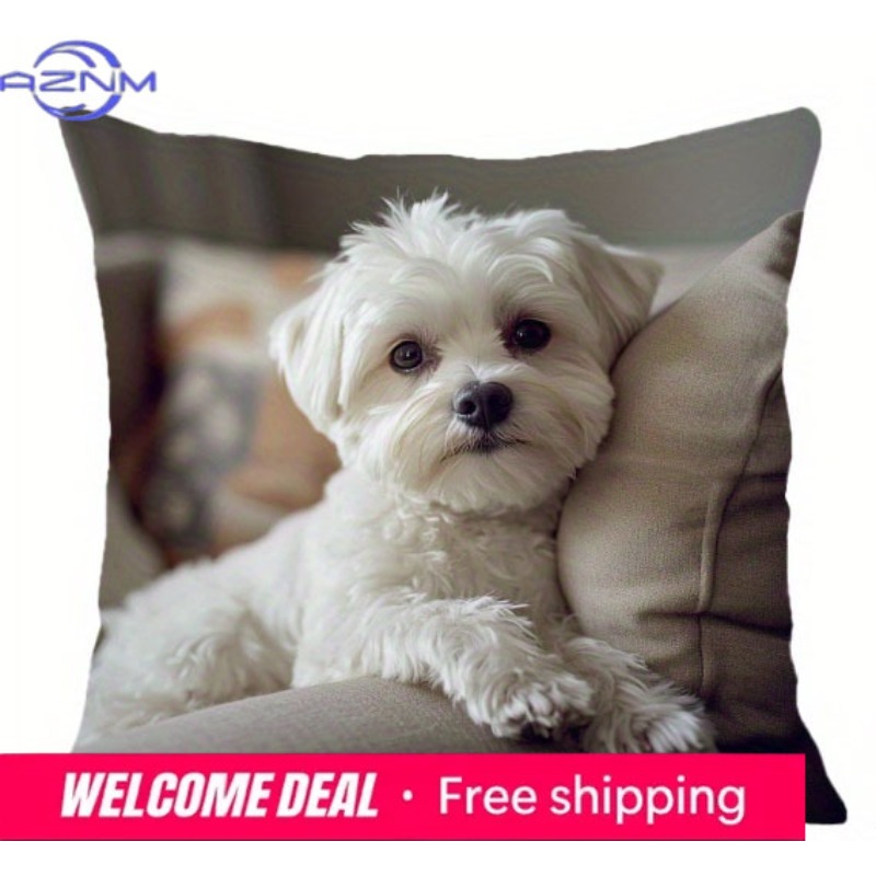 Maltese Dog Photo Print Cushio - Home Textiles Photos ulasan dan harga