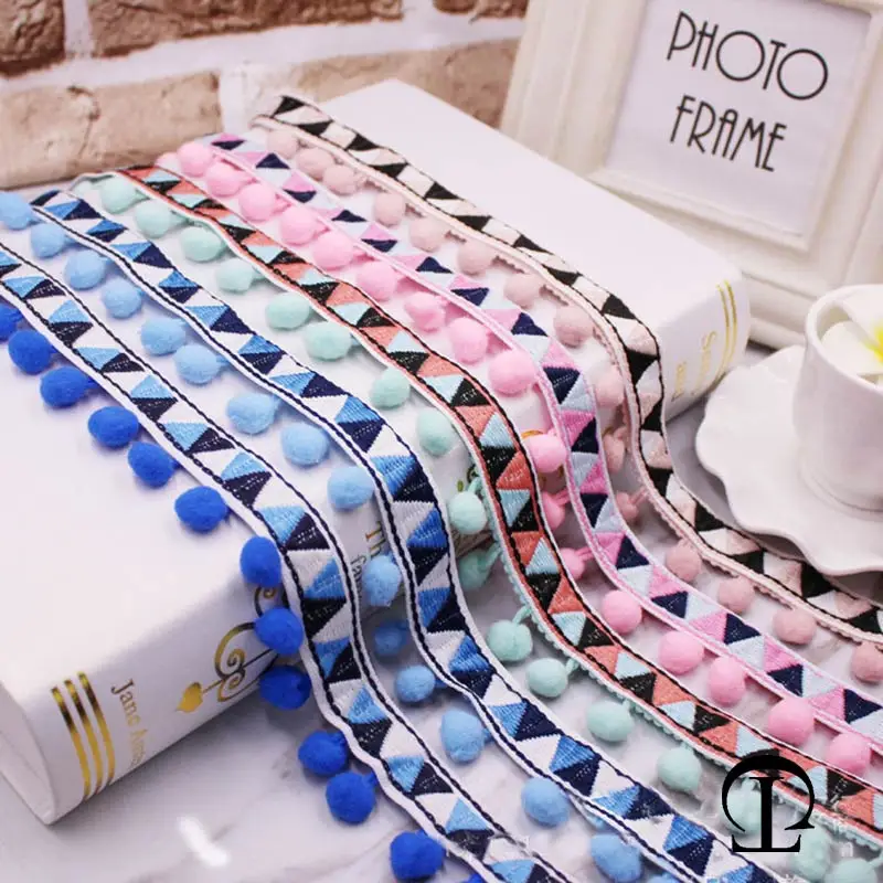 1-10Yards Pompoms Lace Trim Ba - Home Ec Textiles ulasan dan harga
