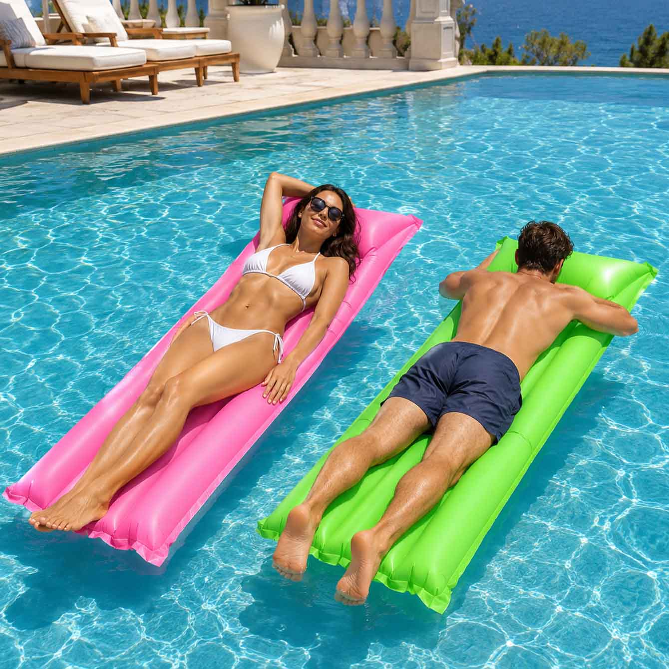 1PC Pool Float Bed Inflatable  - Fitted Sheet Deep ulasan dan harga